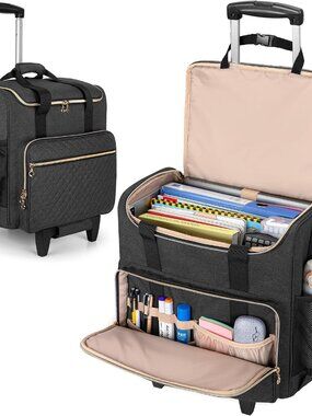 Rolling Teacher Bag with Wheels and 15.6" Laptop Compartment, Black | Rolling Br